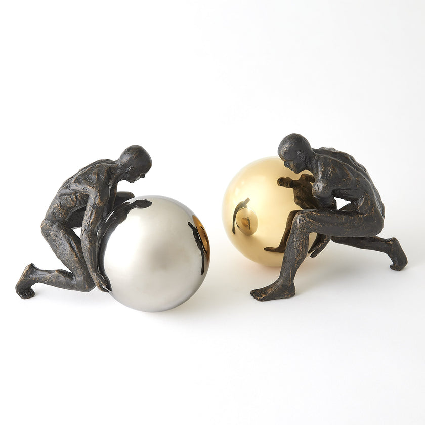 Global Views Boulder Man Bronze w/Brass Sphere