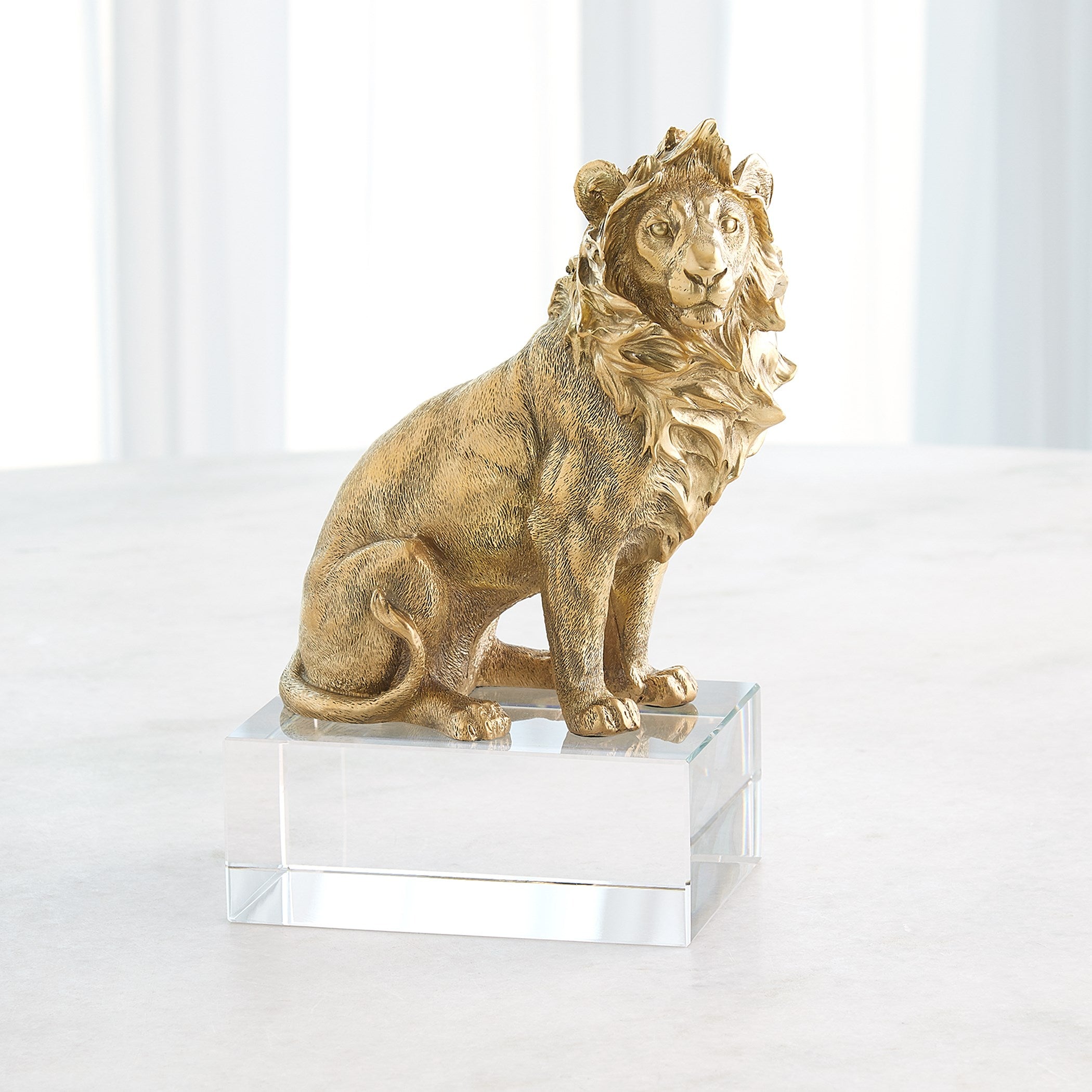 Global Views Lion & Lioness Sculpture Brass/Crystal