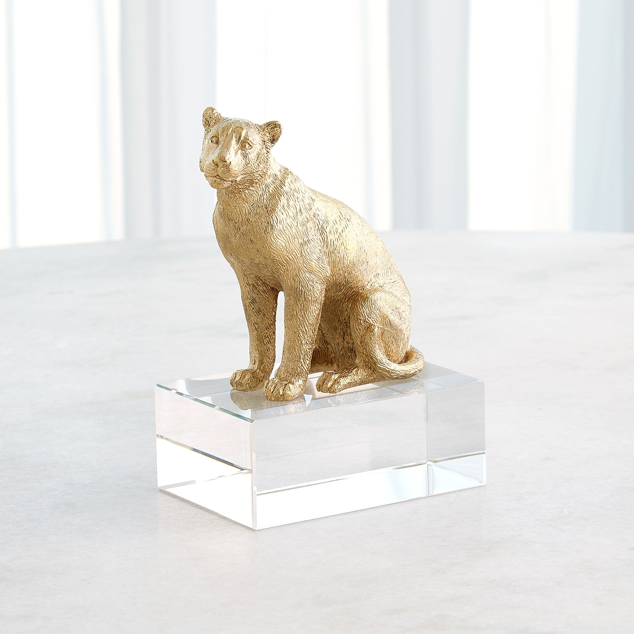 Global Views Lion & Lioness Sculpture Brass/Crystal