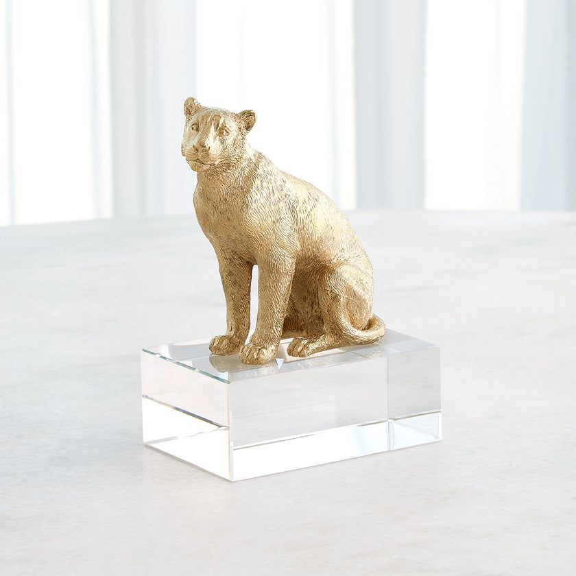 Global Views Lion & Lioness Sculpture Brass/Crystal
