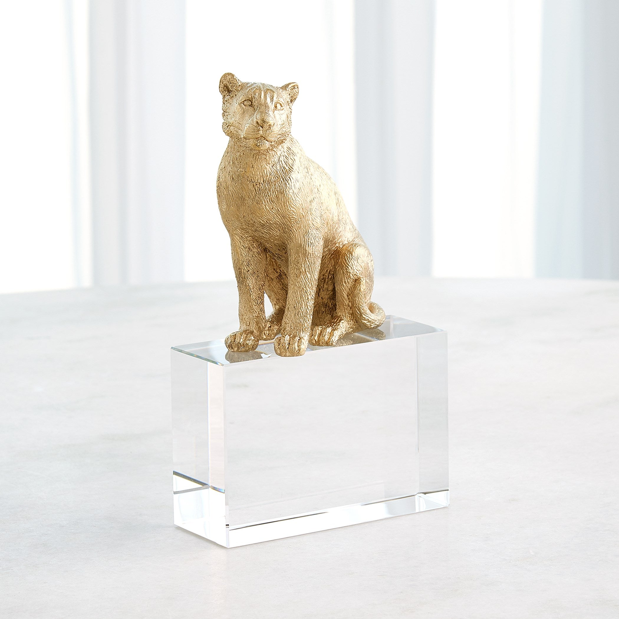 Global Views Lion & Lioness Sculpture Brass/Crystal