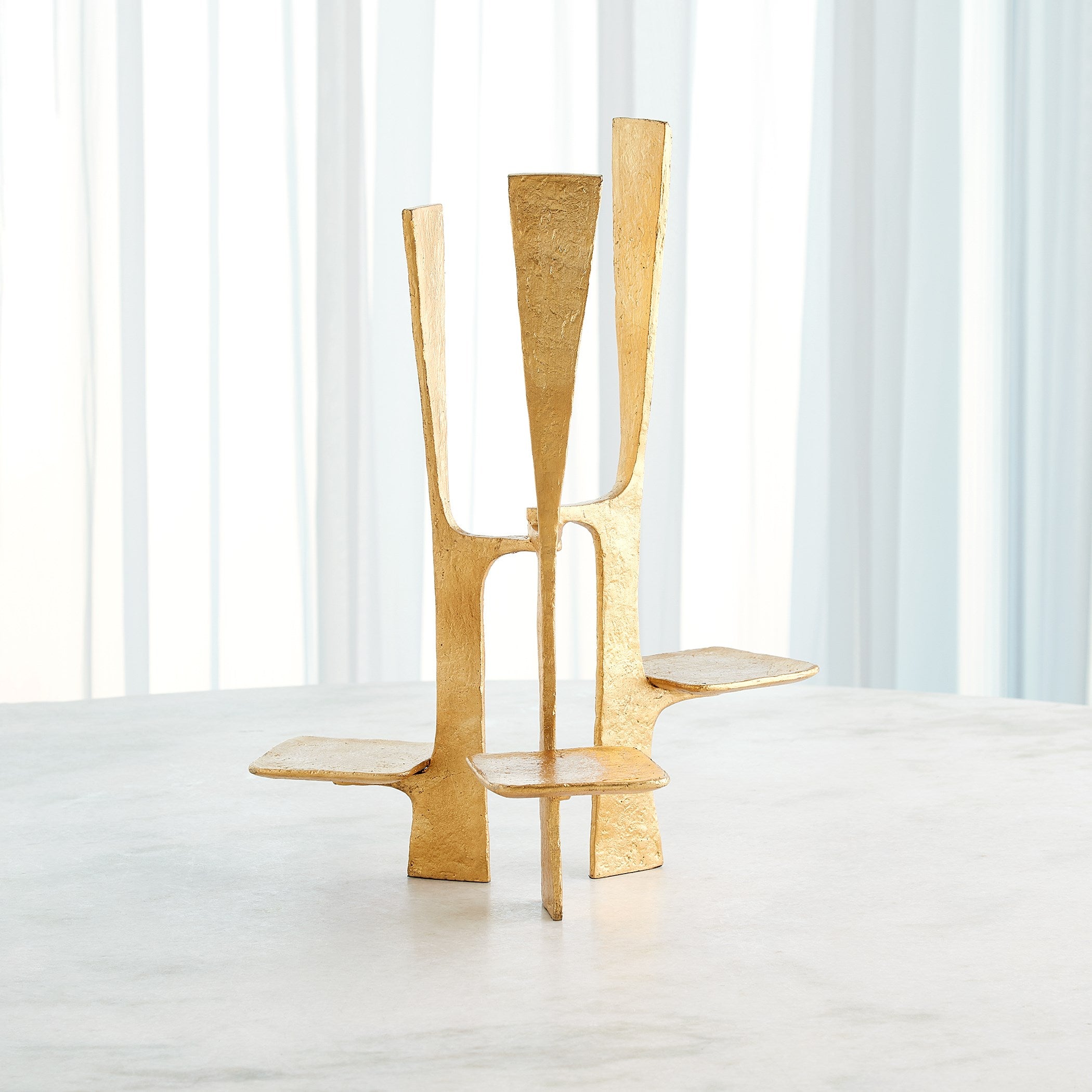 Global Views Triune Candleholder Gold Leaf