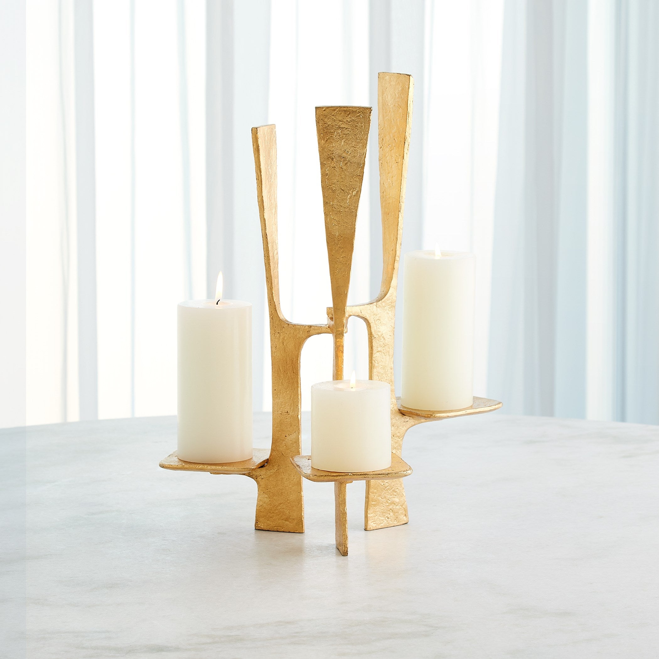Global Views Triune Candleholder Gold Leaf