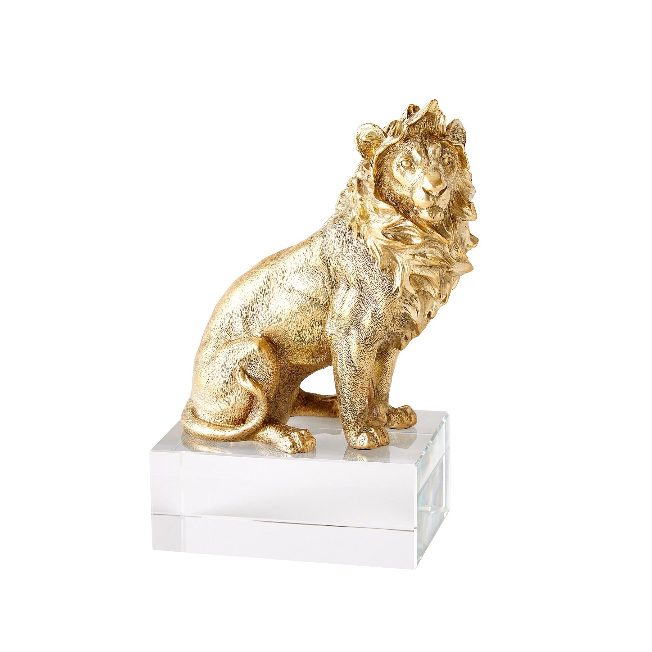 Global Views Lion & Lioness Sculpture Brass/Crystal