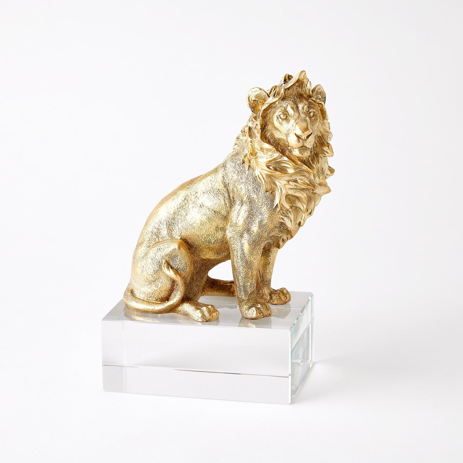 Global Views Lion & Lioness Sculpture Brass/Crystal