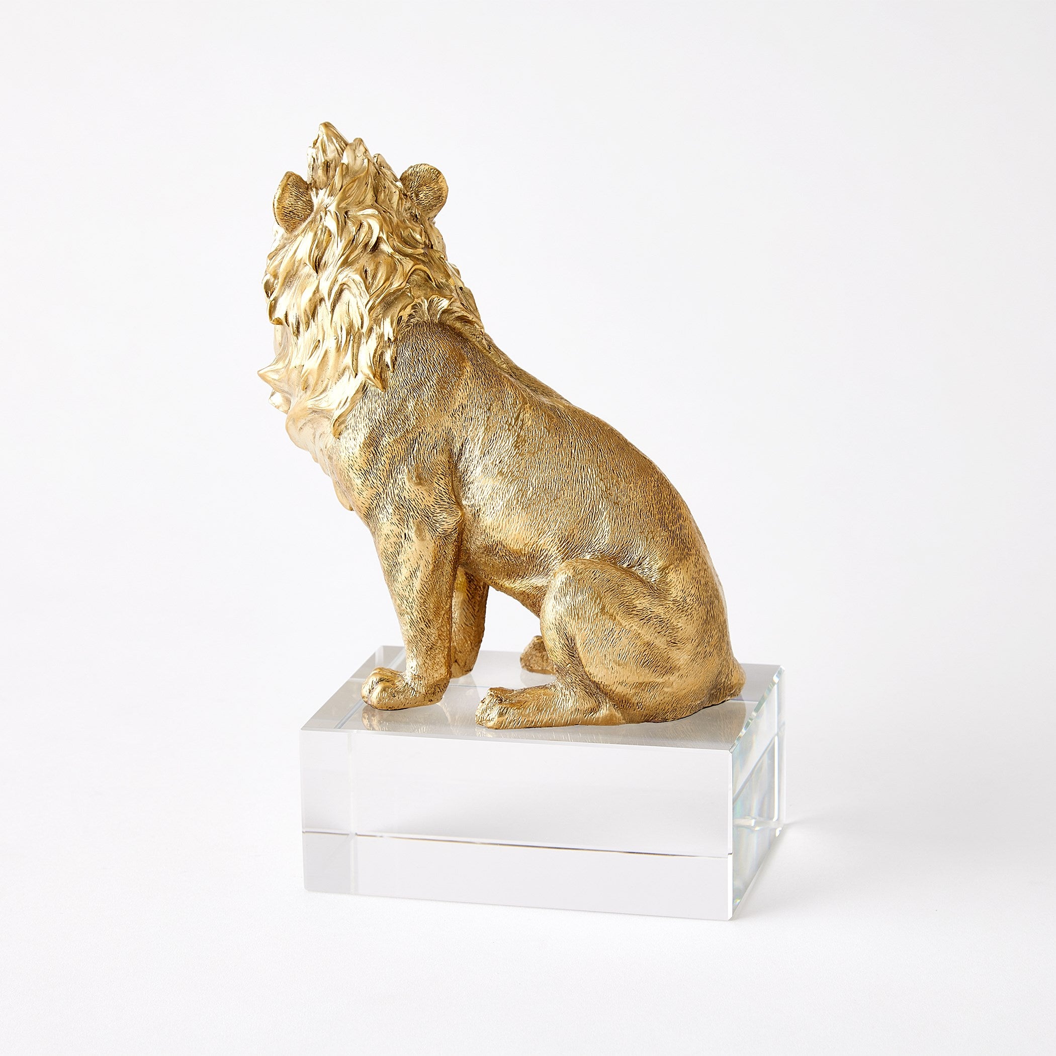 Global Views Lion & Lioness Sculpture Brass/Crystal
