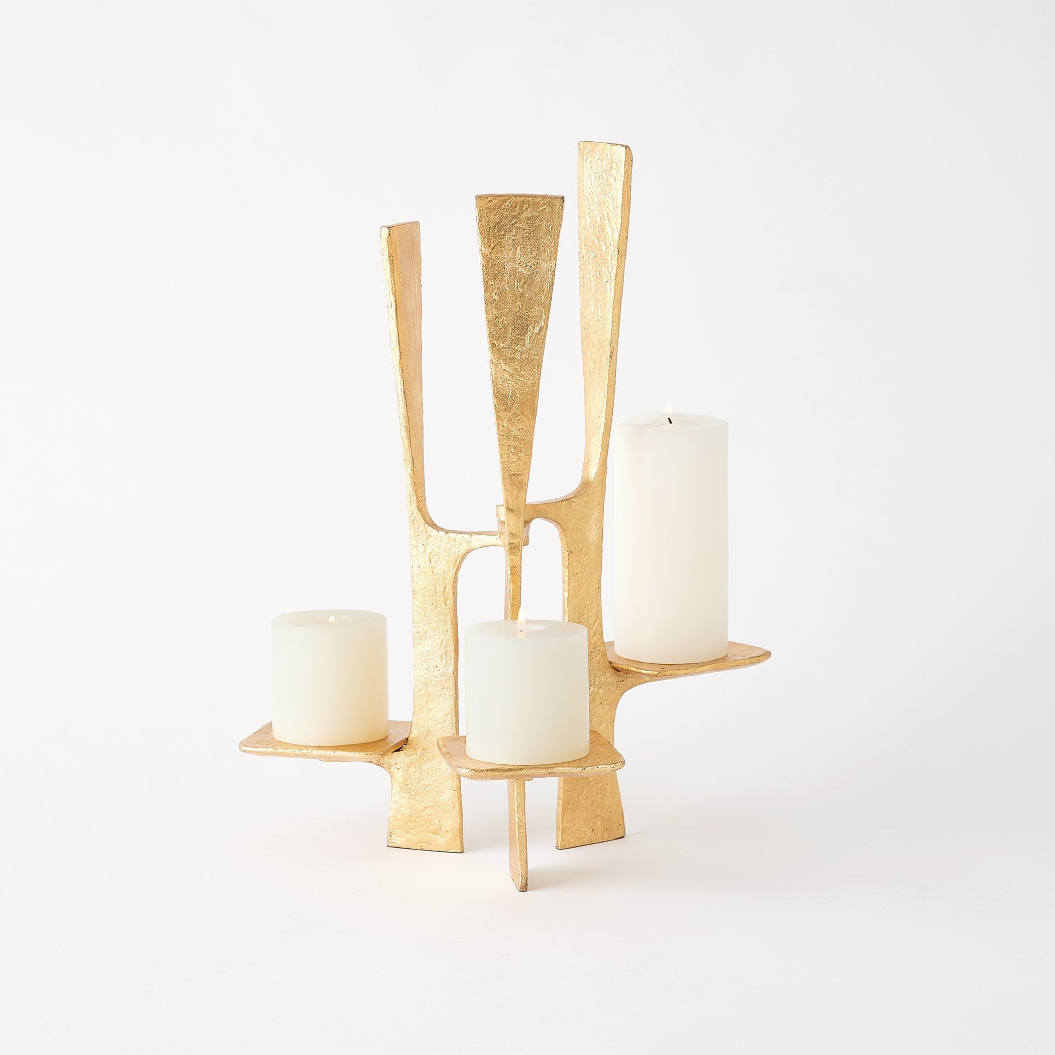 Global Views Triune Candleholder Gold Leaf