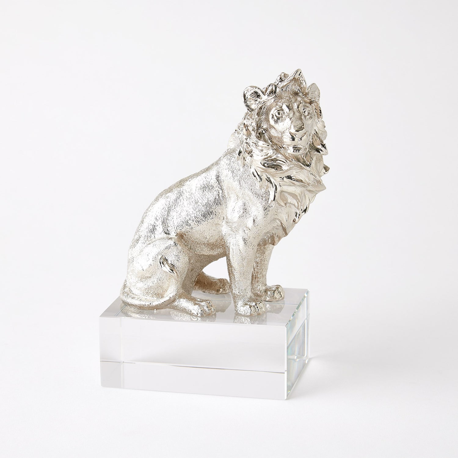 Global Views Lion/Lioness Sculpture Nickel/Crystal