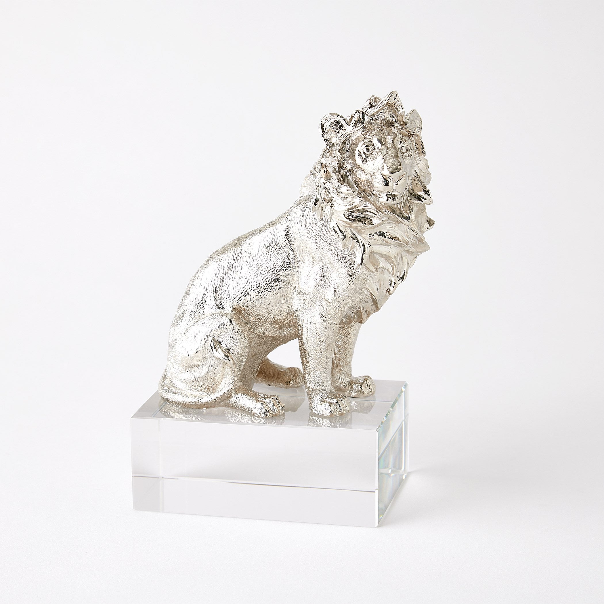 Global Views Lion/Lioness Sculpture Nickel/Crystal