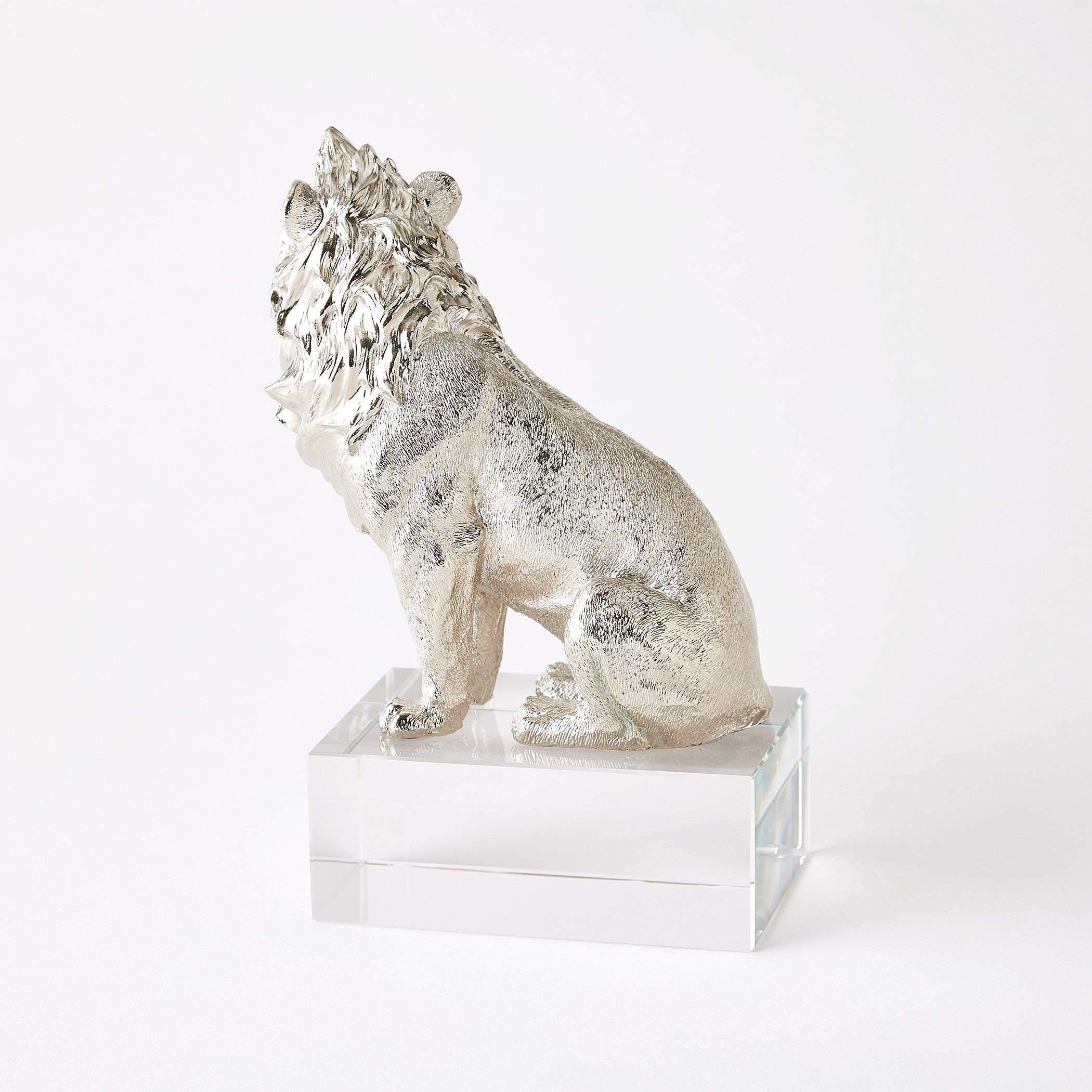 Global Views Lion/Lioness Sculpture Nickel/Crystal