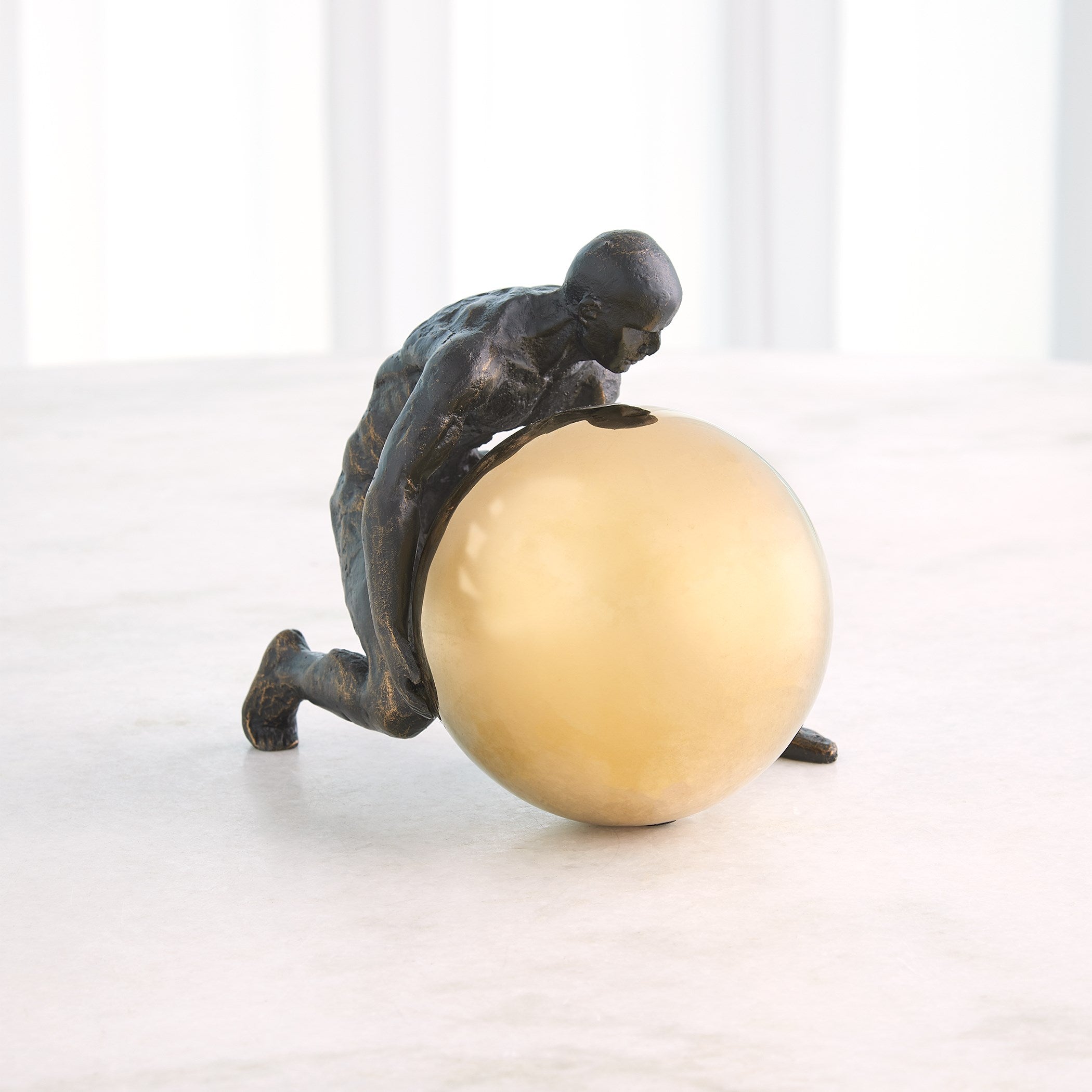 Global Views Boulder Man Bronze w/Brass Sphere