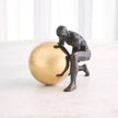 Global Views Boulder Man Bronze w/Brass Sphere