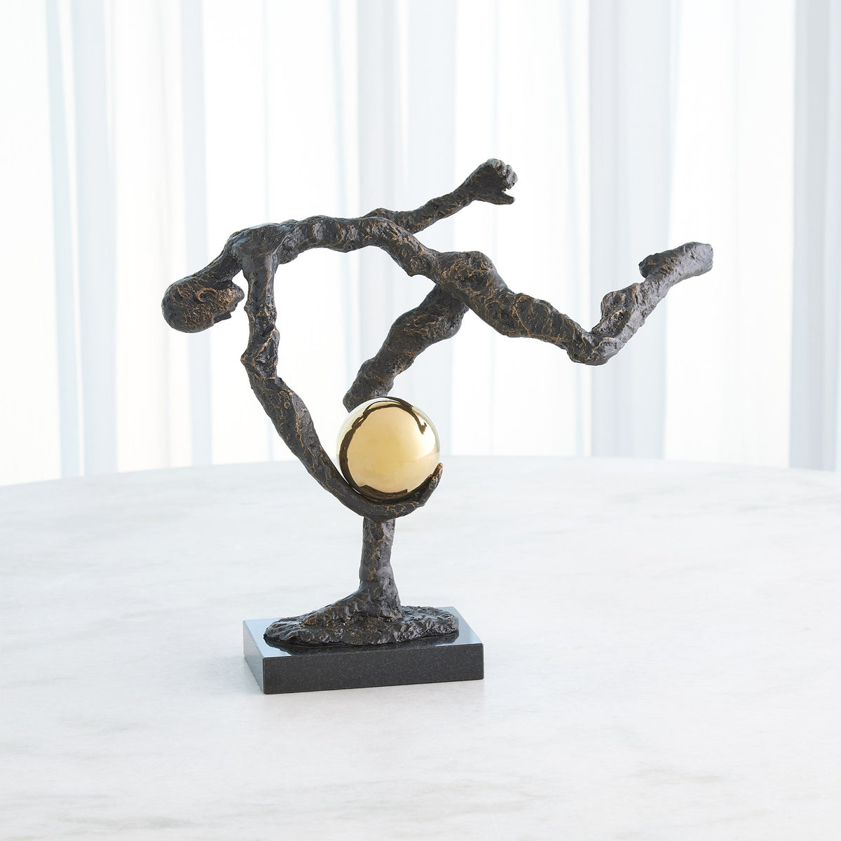 Global Views Tripped Up Sculpture Bronze w/Brass Sphere