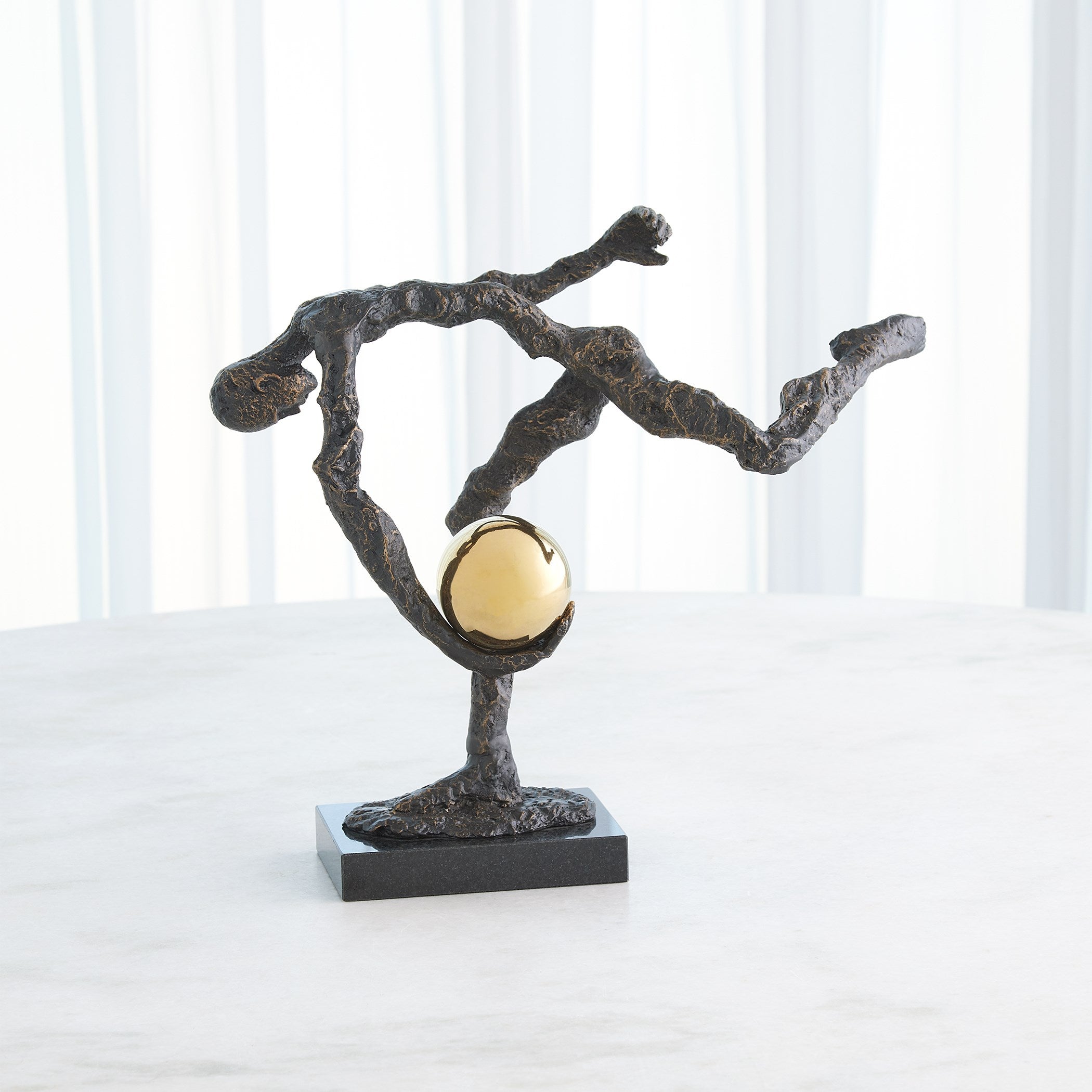 Global Views Tripped Up Sculpture Bronze w/Brass Sphere