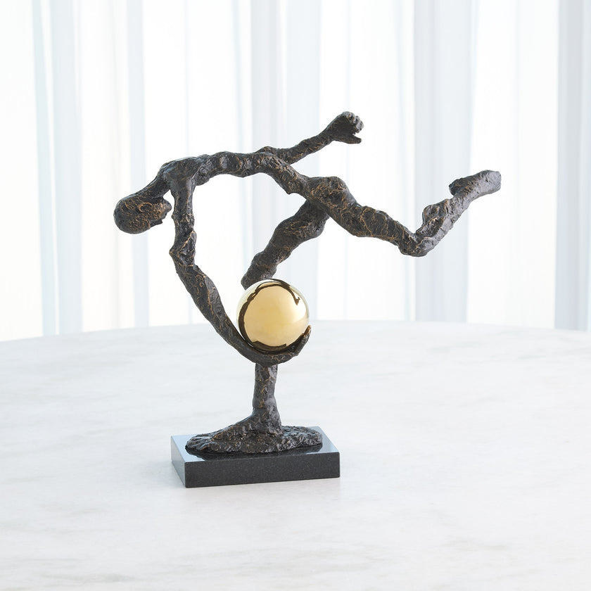 Global Views Tripped Up Sculpture Bronze w/Brass Sphere
