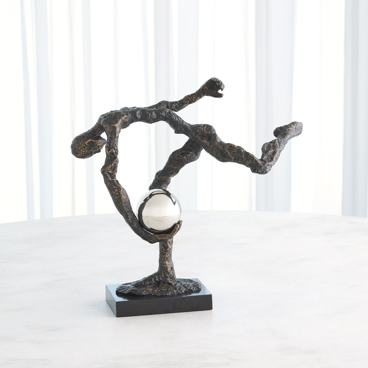 Global Views Tripped Up Sculpture Bronze w/Nickel Sphere