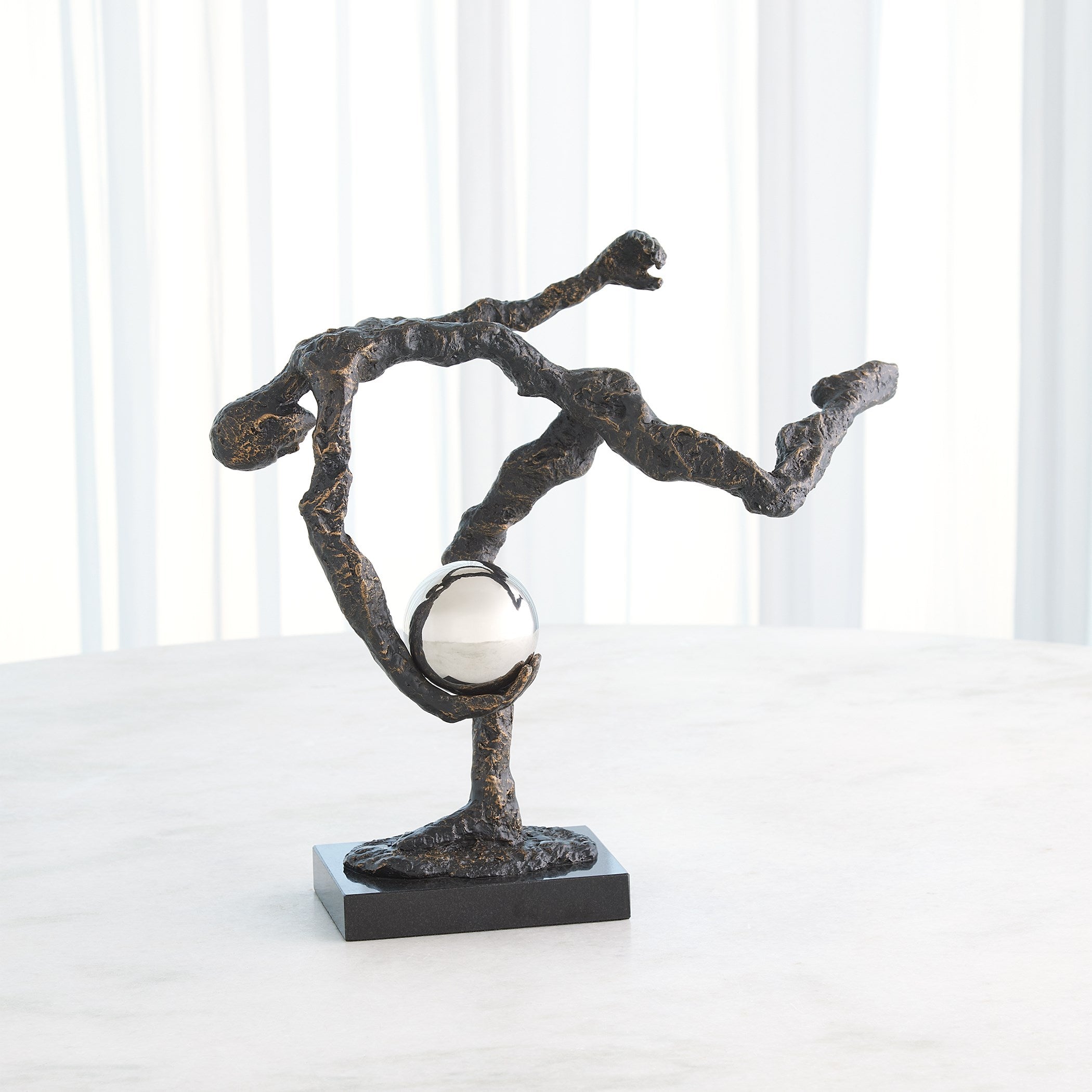 Global Views Tripped Up Sculpture Bronze w/Nickel Sphere