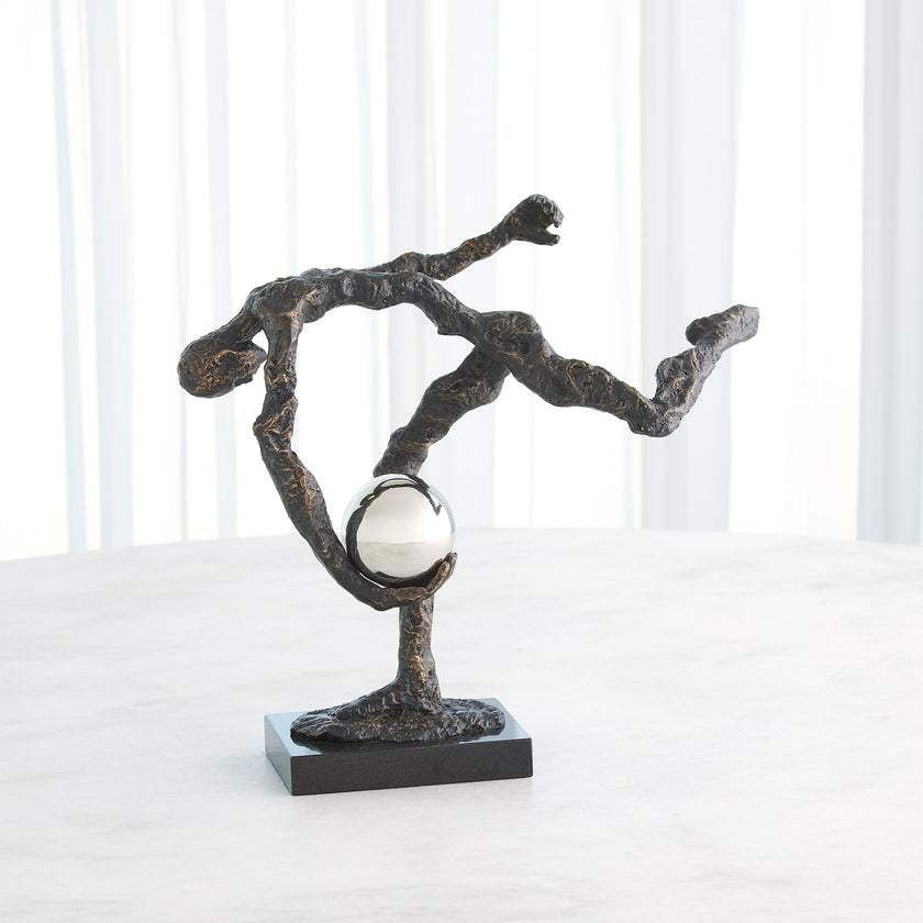 Global Views Tripped Up Sculpture Bronze w/Nickel Sphere