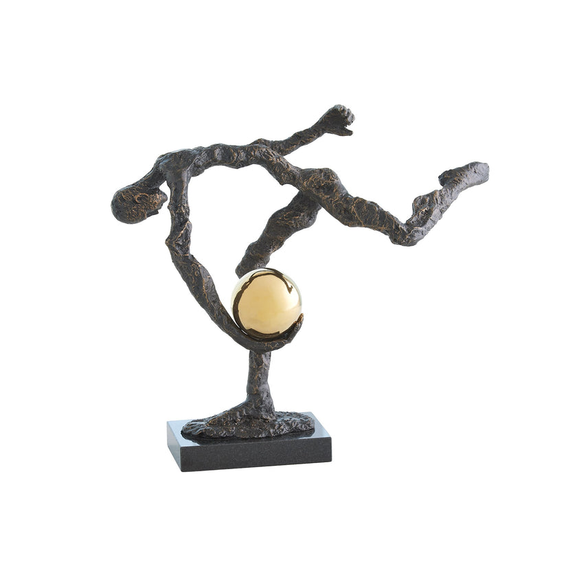 Global Views Tripped Up Sculpture Bronze w/Brass Sphere