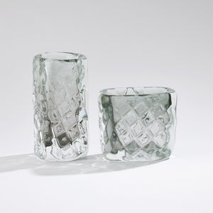 Global Views Quilted Vase-Grey-Tall