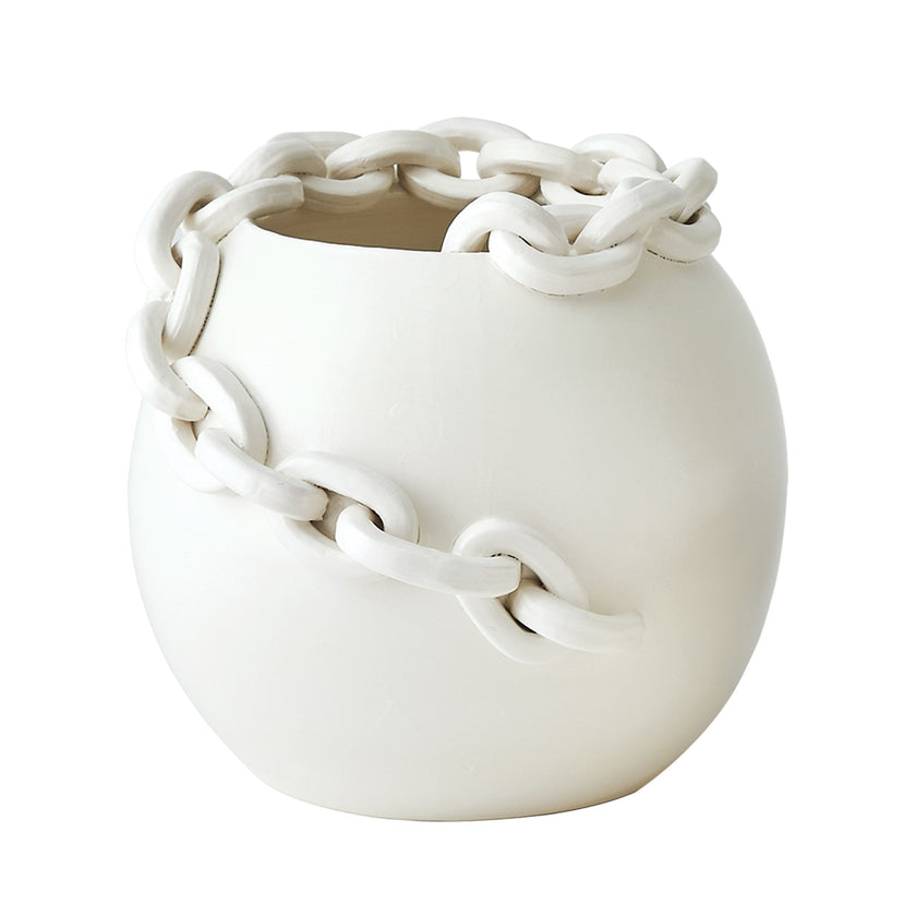 Global Views Catena Matte White Vase and Bowl