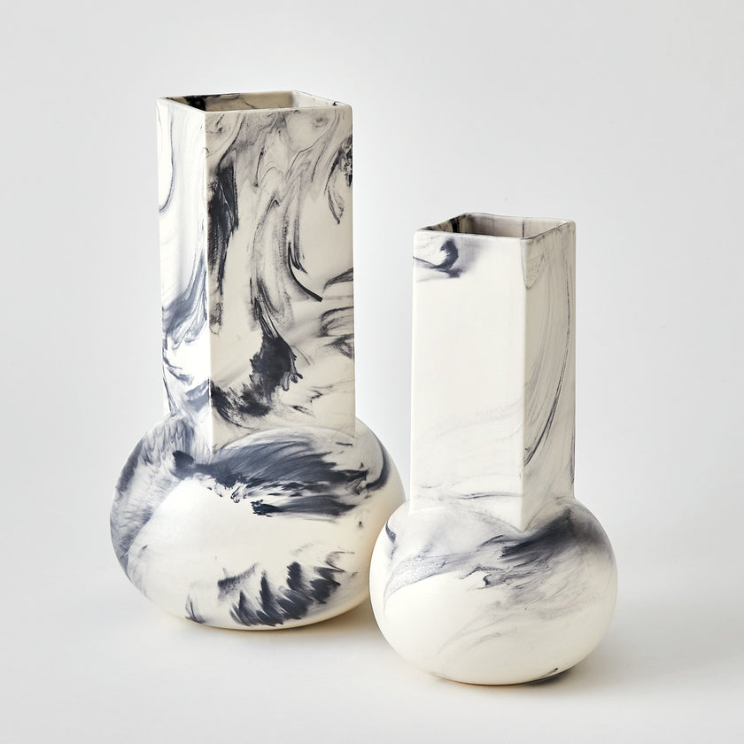 Global Views Crocus Vase Blue Marble