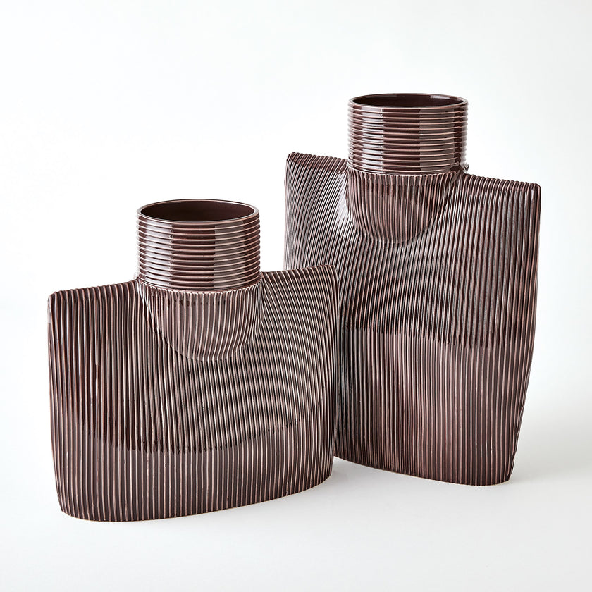 Global Views Ribbed Collar Vase Plum