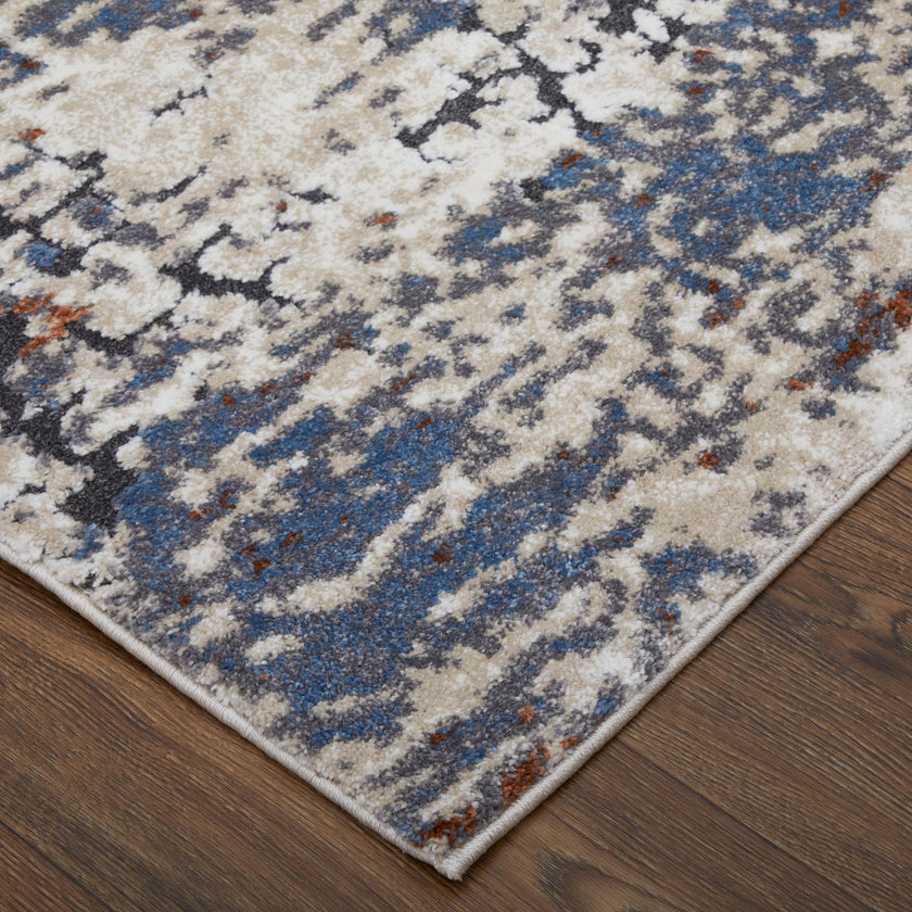 Feizy Gilmore 39MLF Modern Abstract in Ivory/Blue/Gray