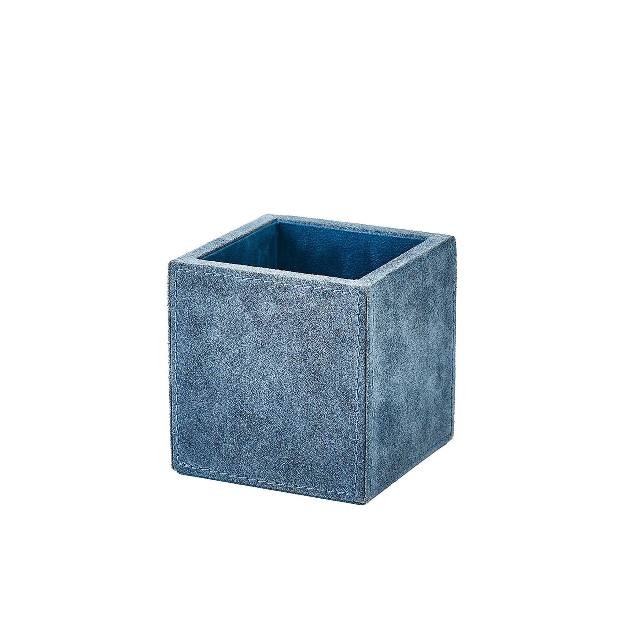 Global Views Posh Pencil Cup Dusty Blue Suede