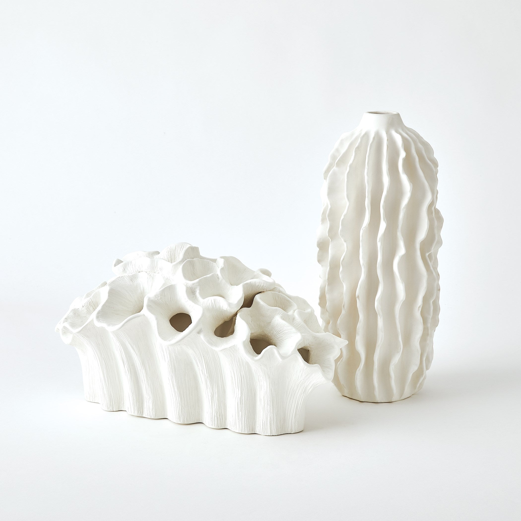 Global Views Sea Ribbons Vase Matte White