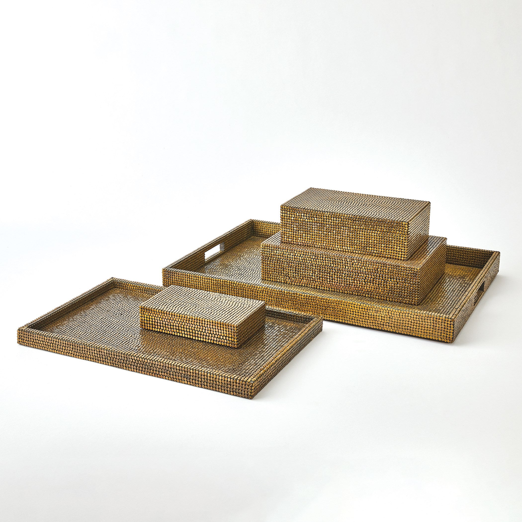 Global Views Lames Boxes and Trays Aged Brass