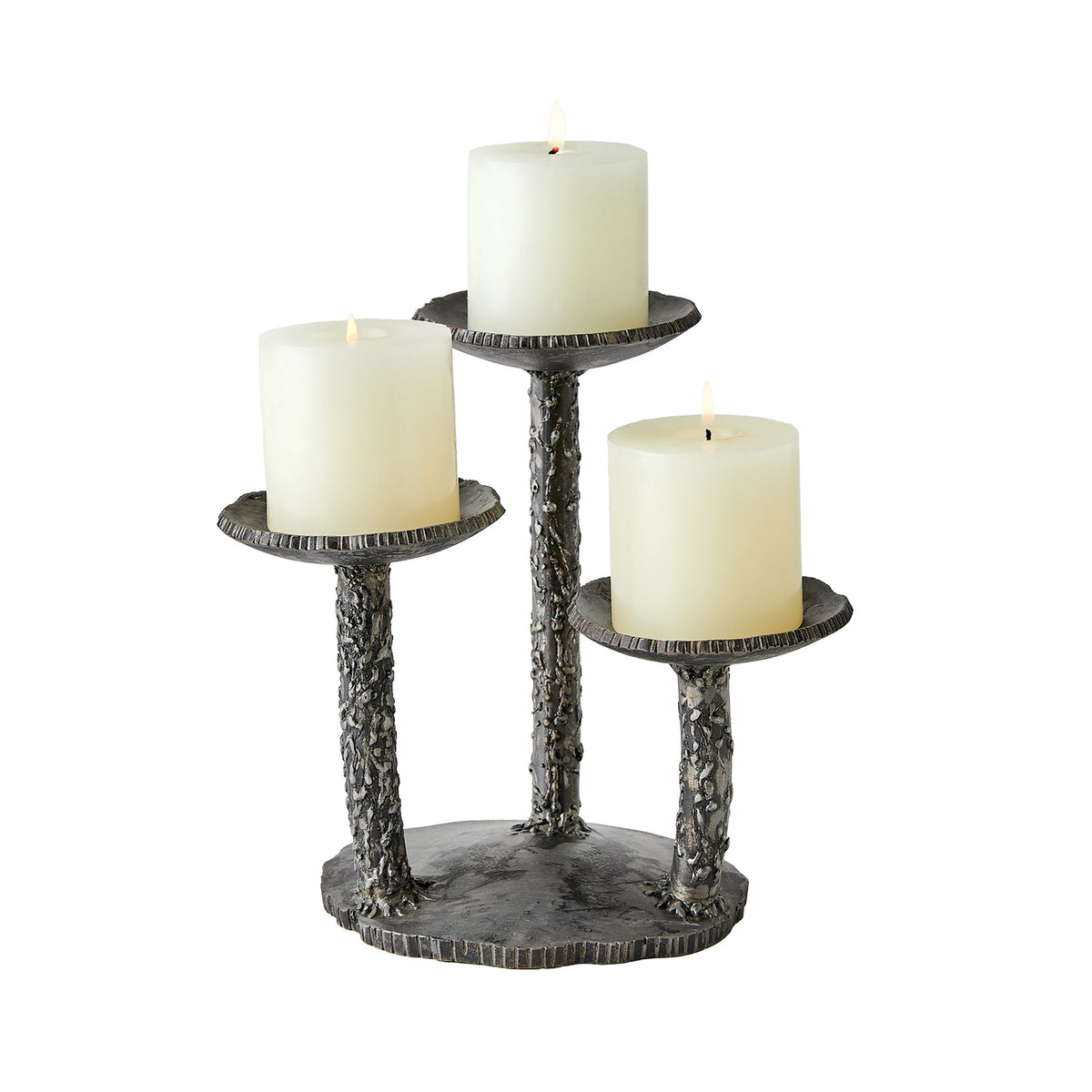 Global Views Forest Blossom Candle Holder Natural Iron