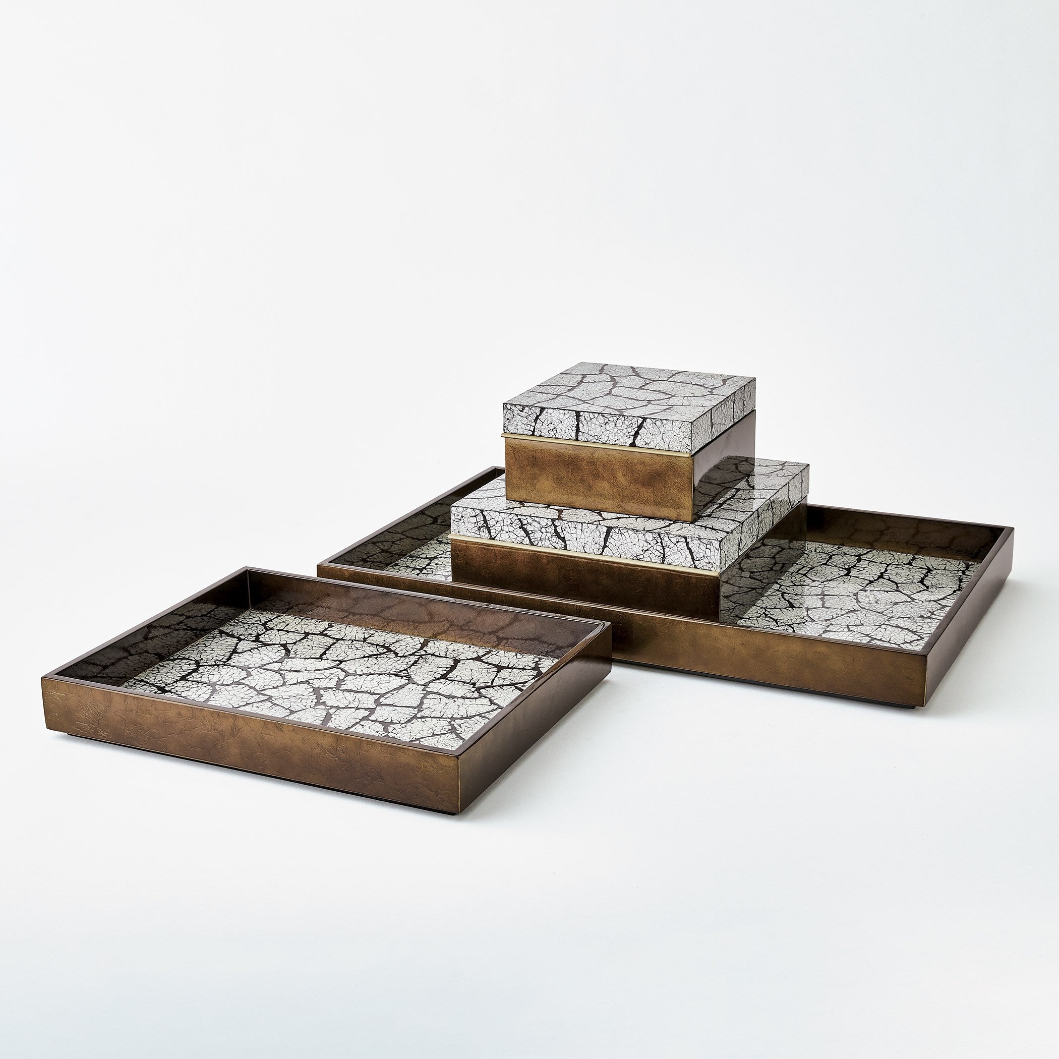 Global Views Eggshell Tray Antique Gold Leaf