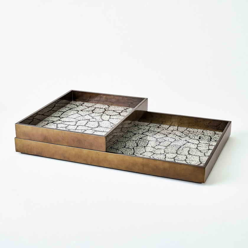 Global Views Eggshell Tray Antique Gold Leaf