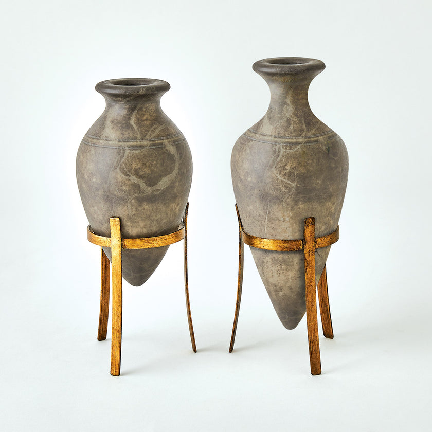 Global Views Amphora Alabaster Vase Grey