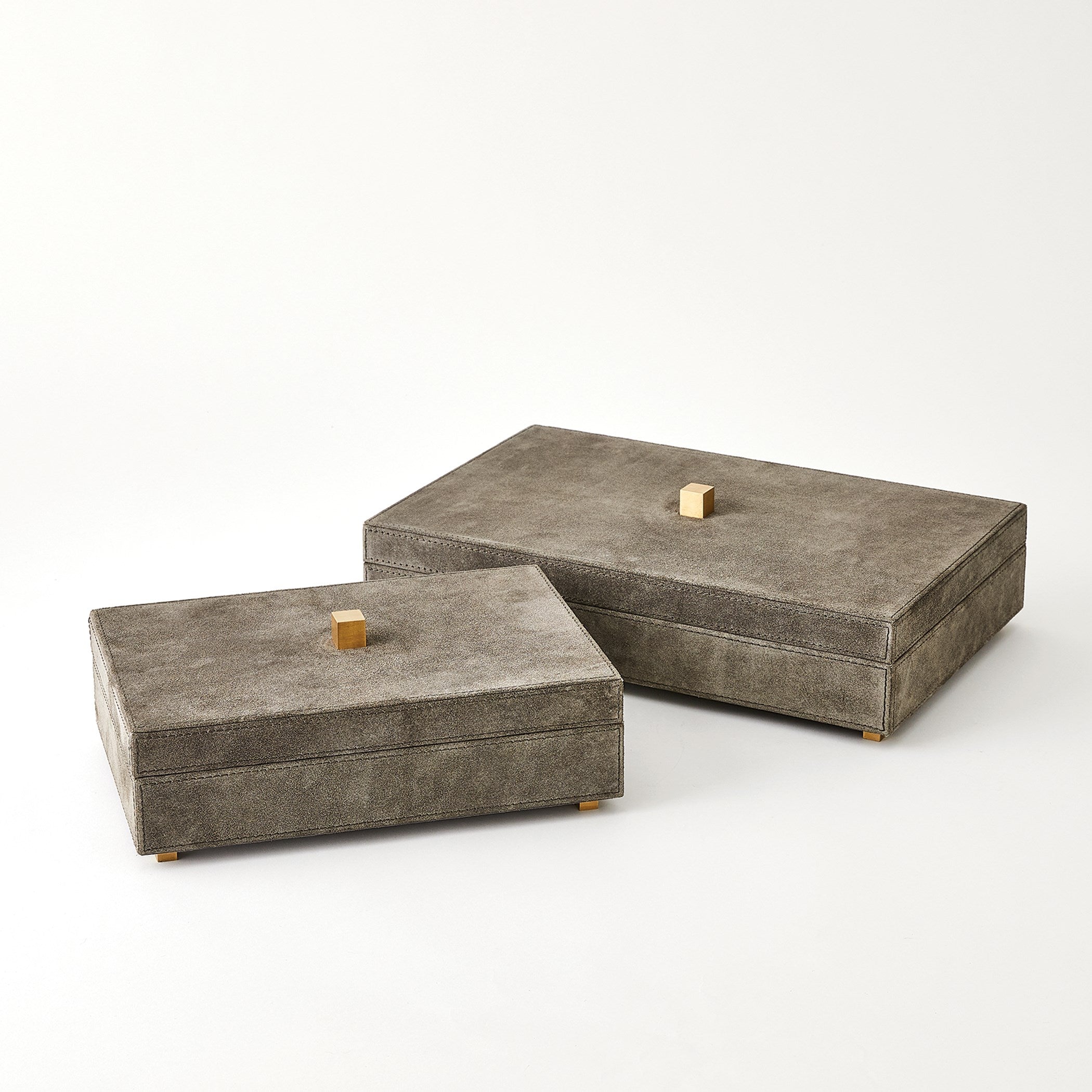 Global Views Posh Boxes and Tray Grey Suede