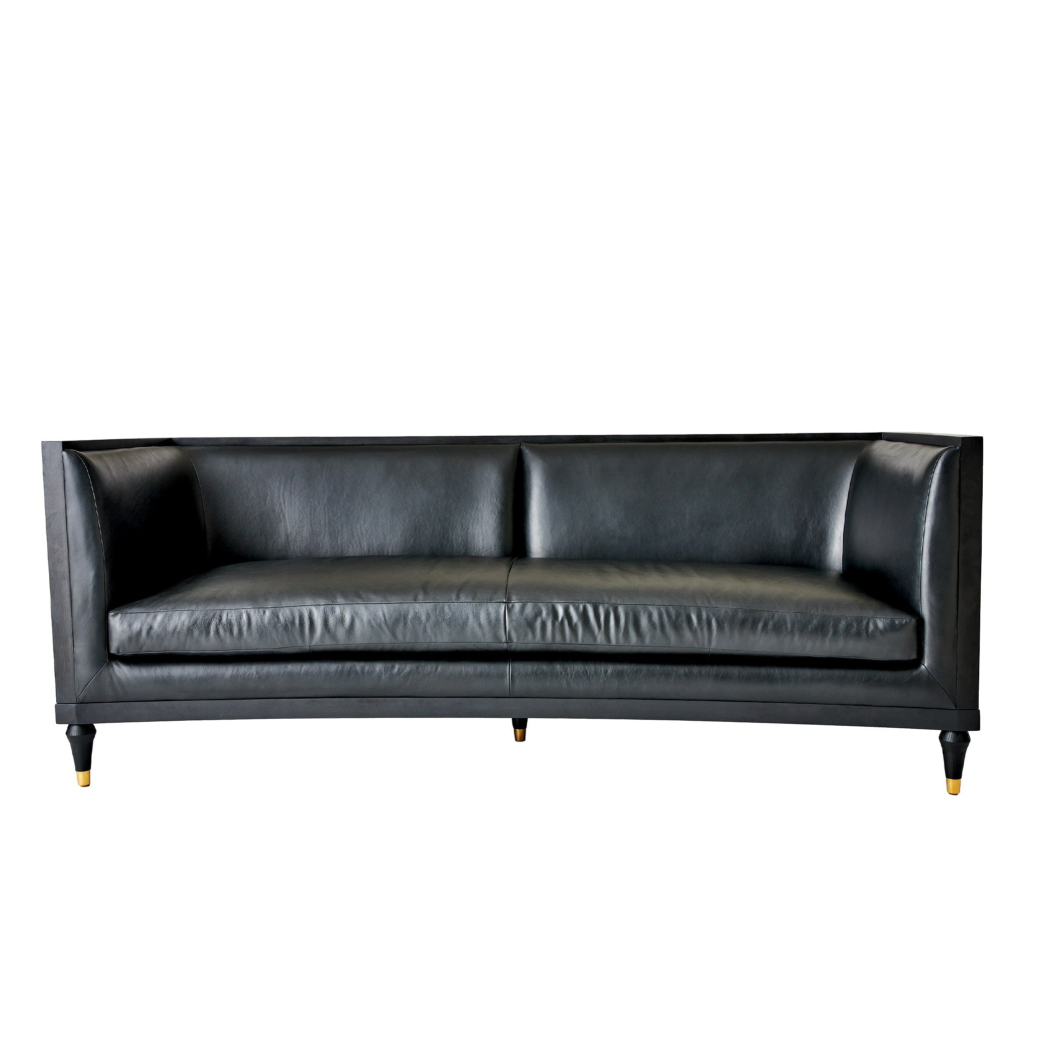 Global Views Arc Sofa-Black Leather