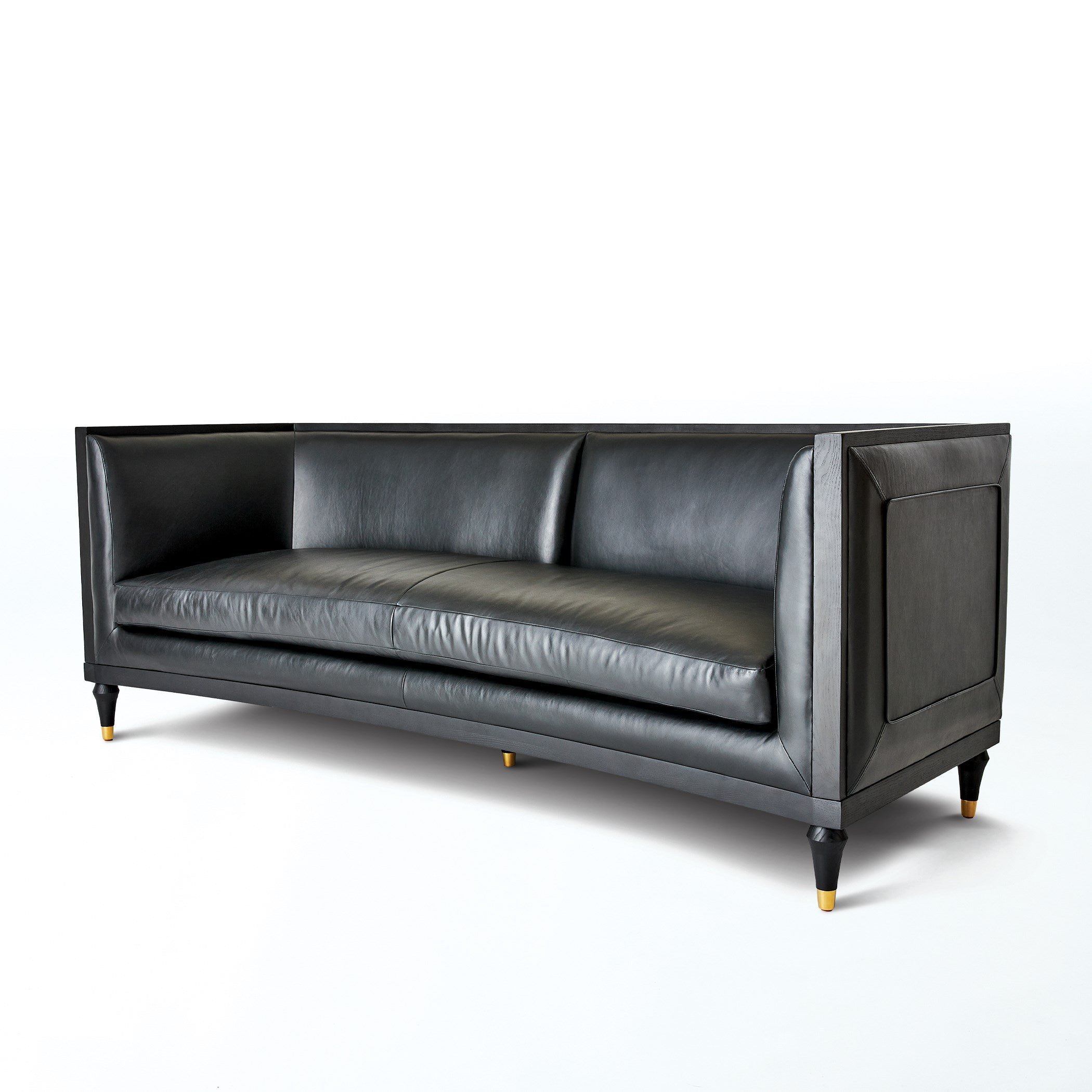 Global Views Arc Sofa-Black Leather
