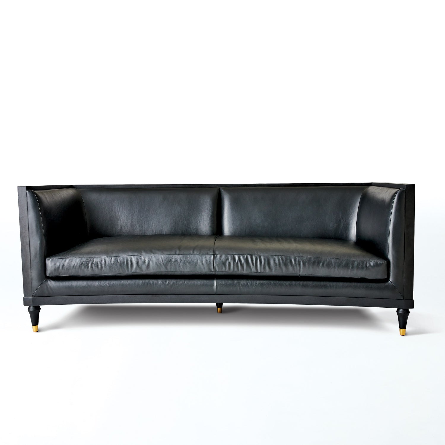 Global Views Arc Sofa-Black Leather