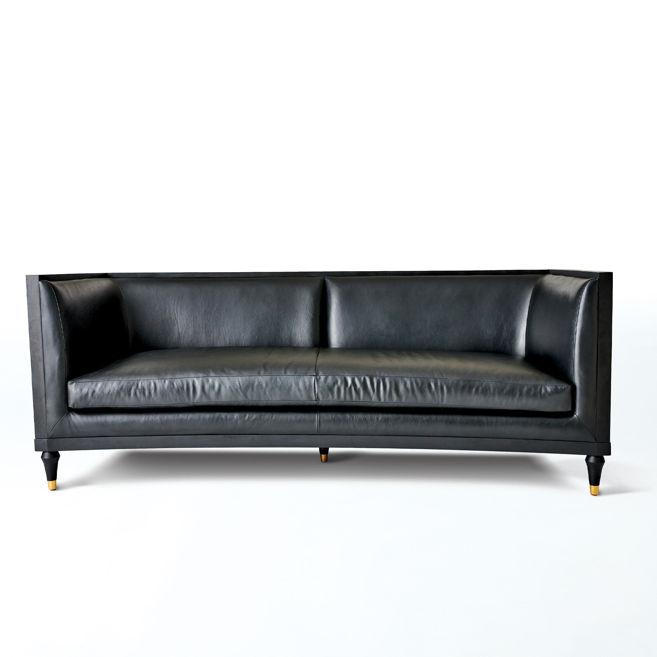 Global Views Arc Sofa-Black Leather