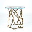 Global Views Twistwood Side Table-Antique Brass