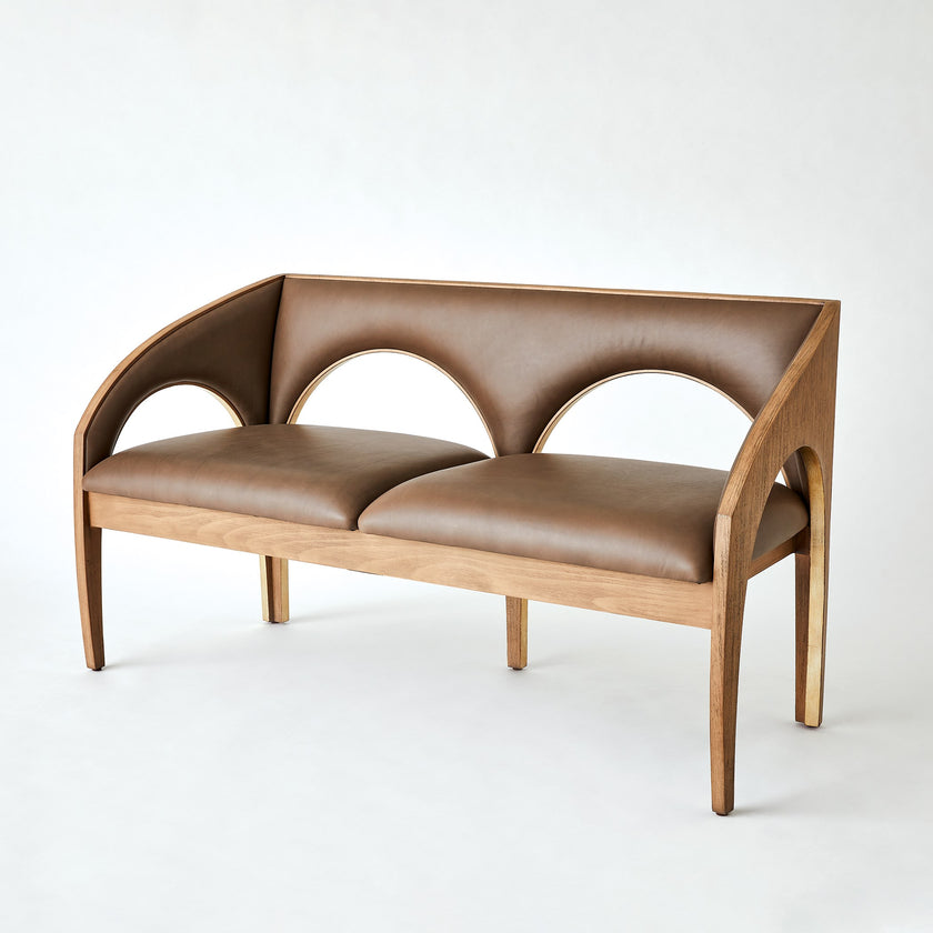 Global Views Arches Bench-Nutmeg/Champagne