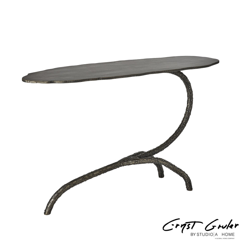 Global Views Forest Blossom Side Table-Natural Iron