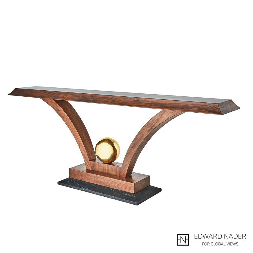 Global Views Colby Console Walnut/Brass