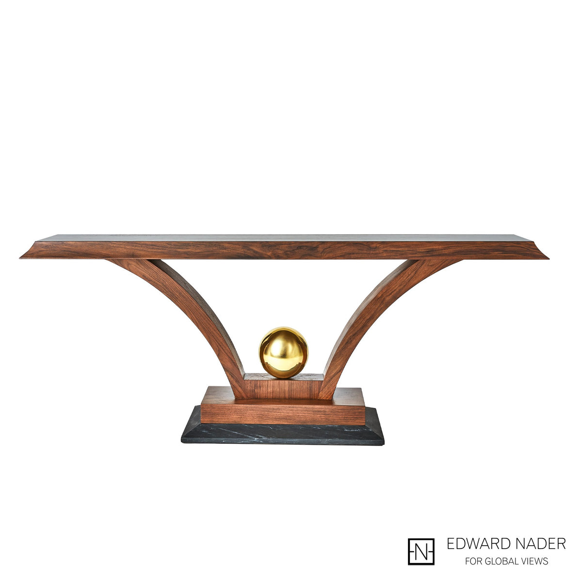 Global Views Colby Console Walnut/Brass