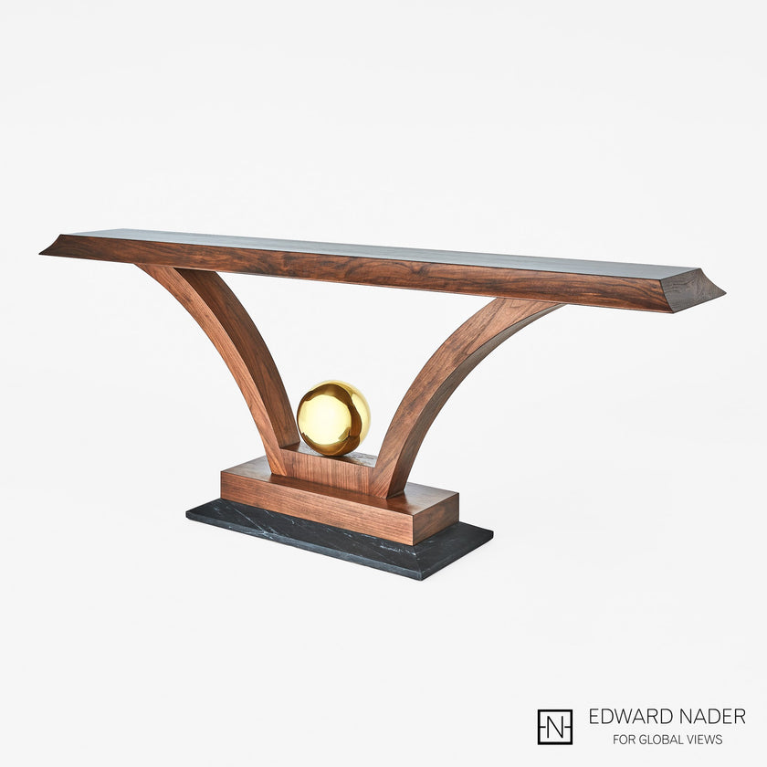 Global Views Colby Console Walnut/Brass