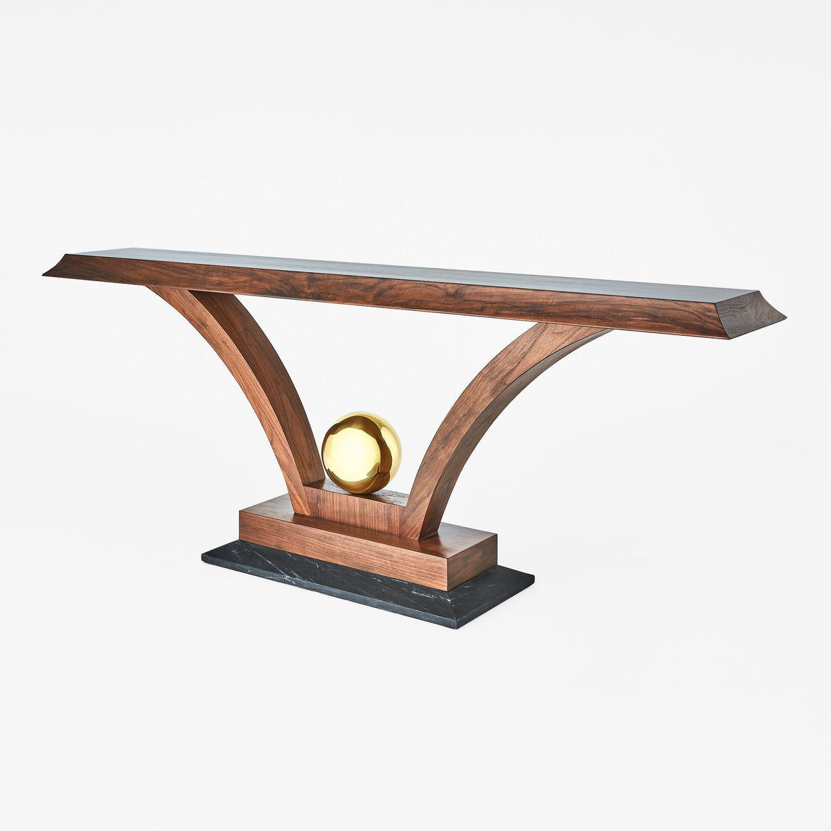 Global Views Colby Console Walnut/Brass