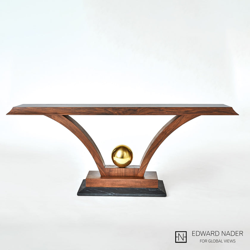 Global Views Colby Console Walnut/Brass