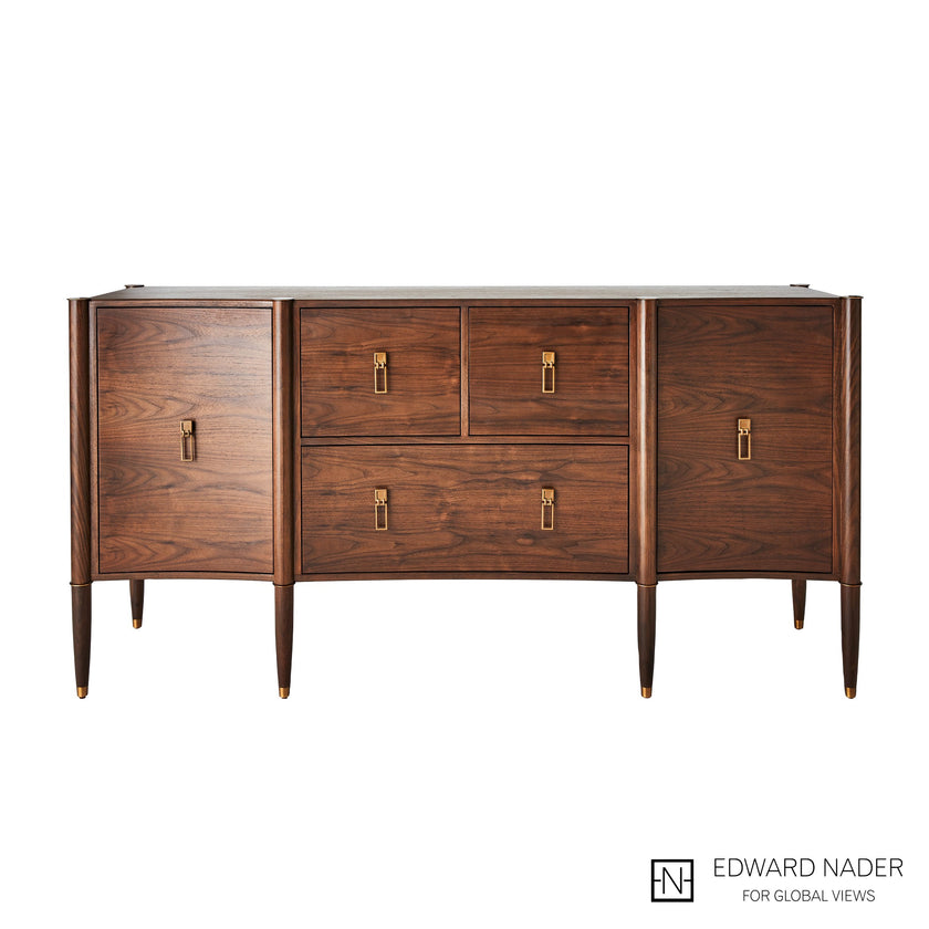 Global Views Triple Curve Cabinet Walnut