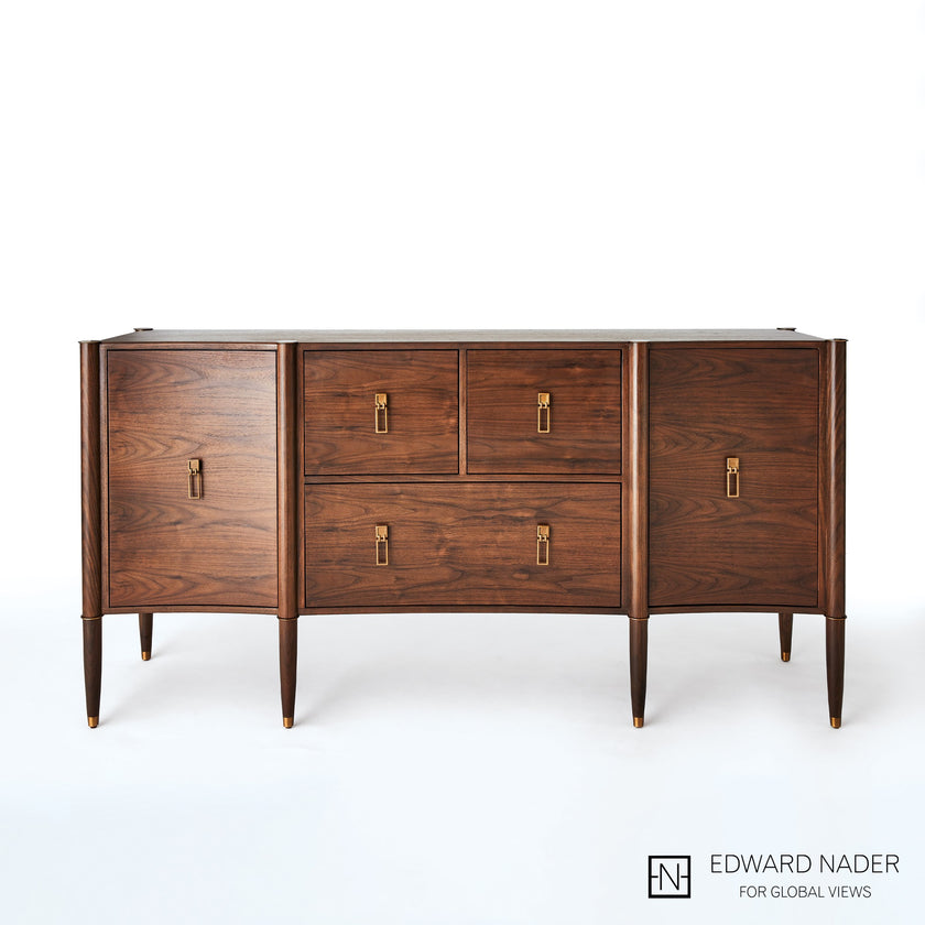 Global Views Triple Curve Cabinet Walnut